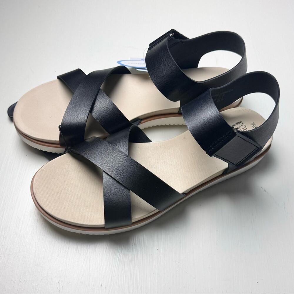 Time and Tru Adjustable Ankle  Strap So Comfortable Black Sandals Sz 8.5 NWT